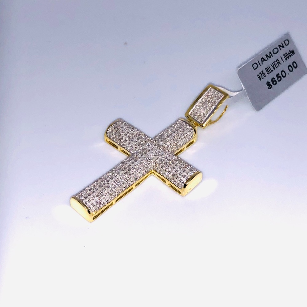Certified Genuine Real diamond Cross pendant charm Not CZ not fake! 1 CT natural - Picture 7 of 10